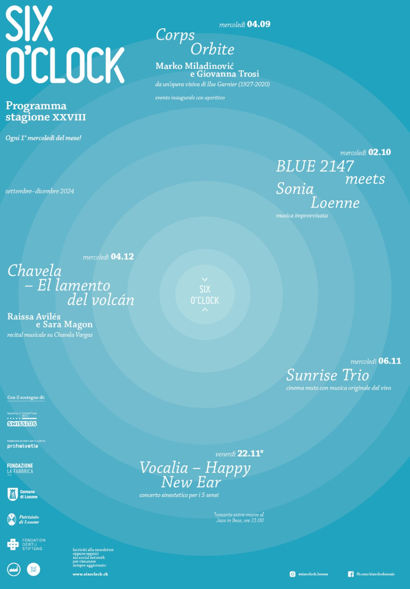 locandina concerti six o'clock autunnp 2024 fabbrica losone